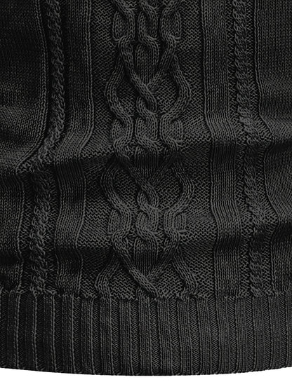 Suéter de cuello alto trenzado vintage para hombre – Jersey de punto clásico