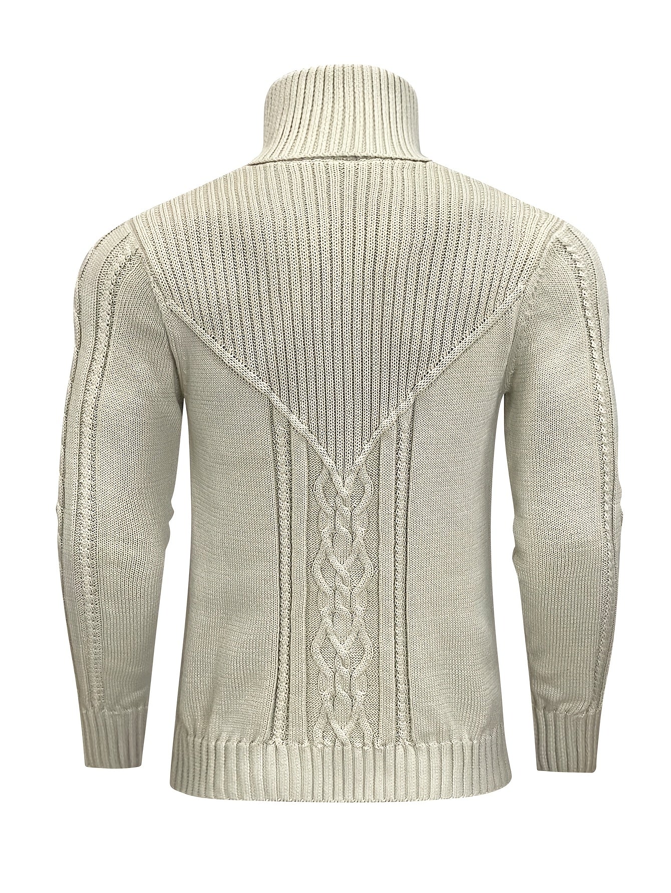Suéter de cuello alto trenzado vintage para hombre – Jersey de punto clásico