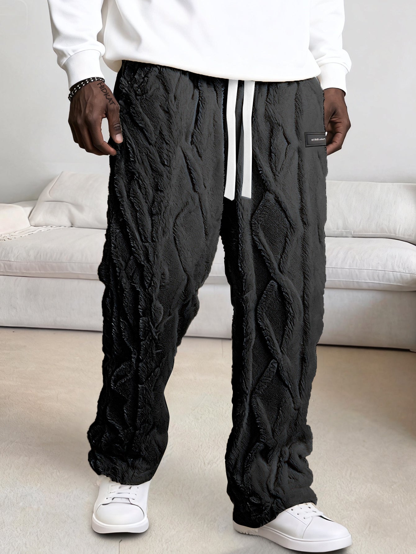 Pantalon de survêtement doublé polaire pour homme – Chaud, confortable, avec cordon de serrage pour l'hiver