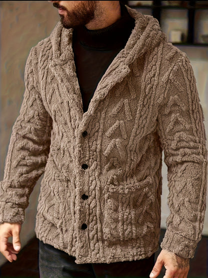 Veste à Capuche Polaire Douillette Homme – Cardigan Boutonné Hiver