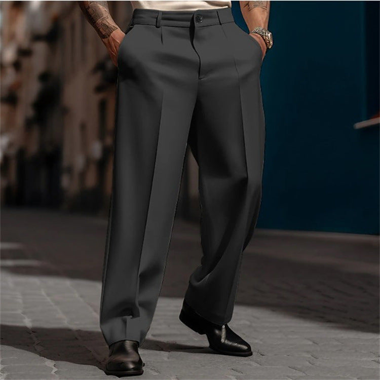 Men’s Straight Fit Suit Pants – Breathable Casual Formal Trousers