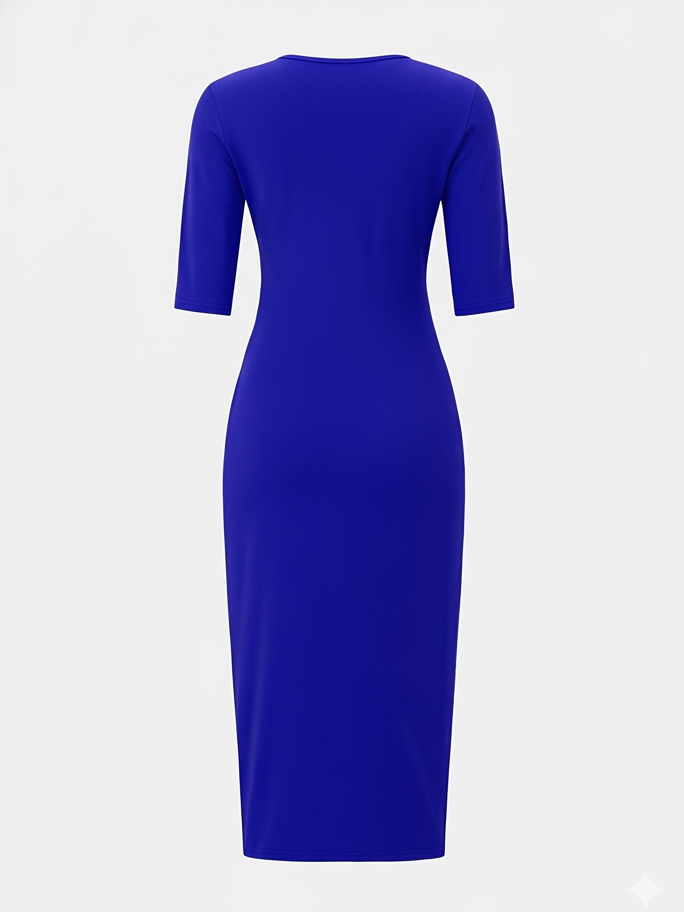 Boat Neck Bodycon Midi Dress – Elegant Slim Fit Short Sleeve Dress