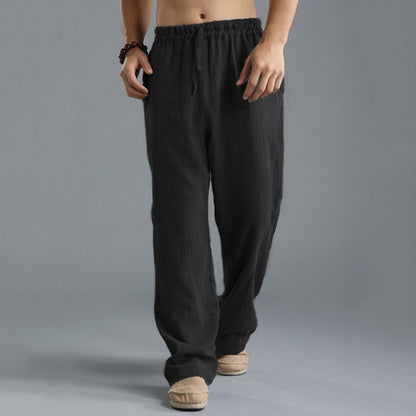 Pantalon en lin respirant pour homme – Pantalon de sport décontracté coupe ample