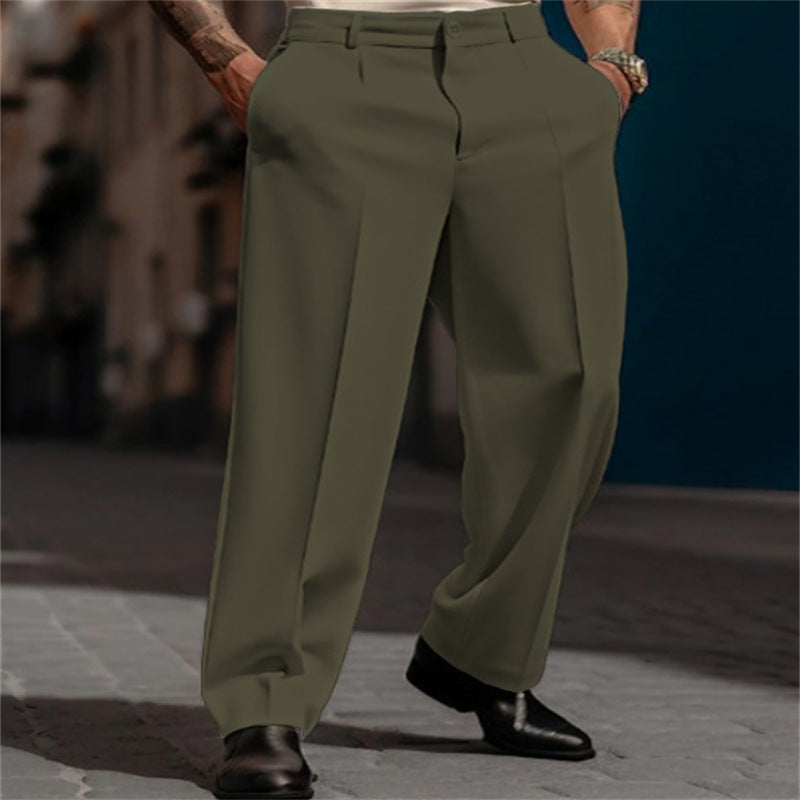 Men’s Straight Fit Suit Pants – Breathable Casual Formal Trousers