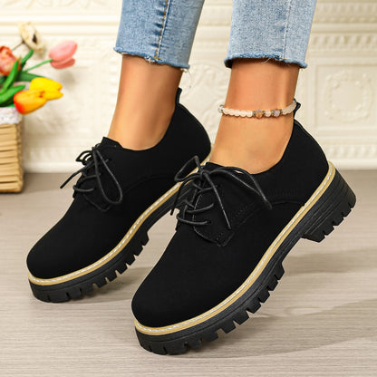 Women’s Business Casual Shoes – Chunky Heel Lace-Up Comfort
