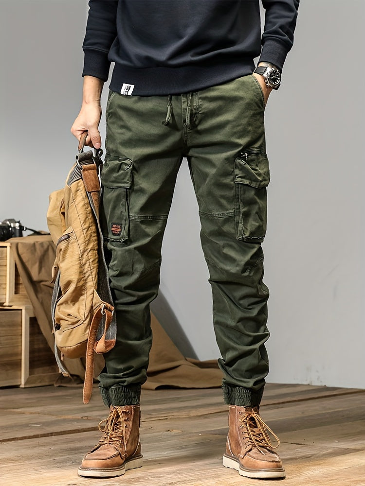 Men’s Multi-Pocket Work Pants – Outdoor Casual Cargo Trousers with Stretch