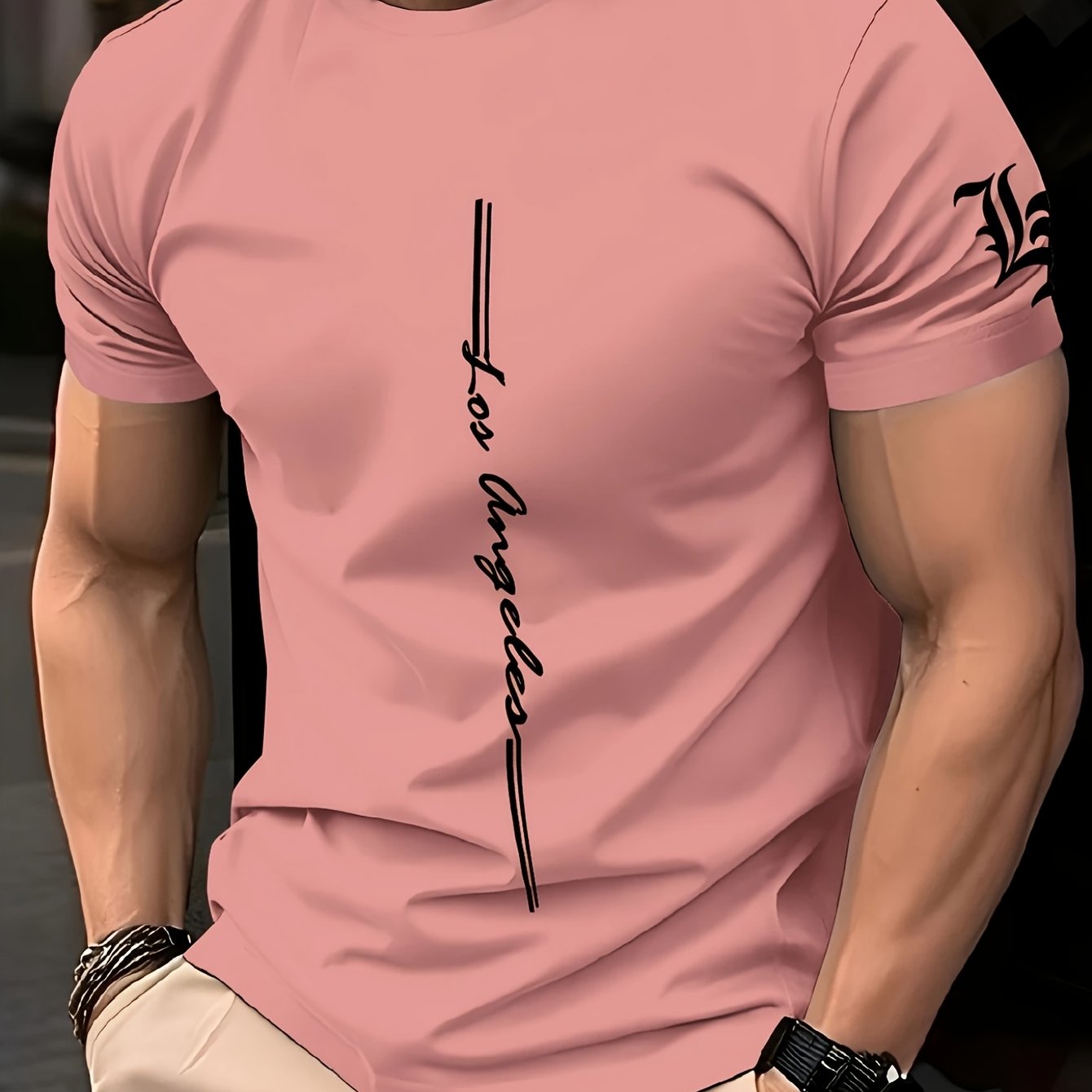 Four Angeles Graphic Tee – Urban Street Pink Statement T-Shirt