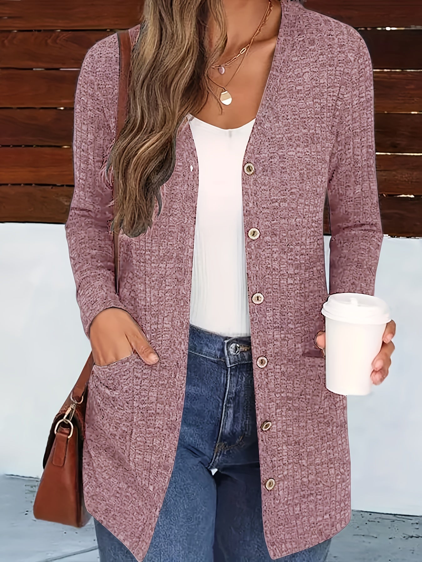 Women’s Elegant V-Neck Cardigan – Cozy Button-Up Fall Sweater