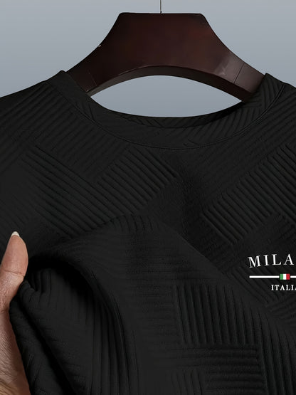 Sweat-shirt ras du cou jacquard homme – Pull décontracté à manches longues motifs géométriques