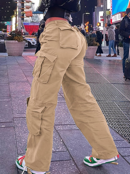 Women’s Retro Y2K Cargo Pants – High-Waisted Wide-Leg Streetwear