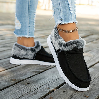 Women’s Slip-On Loafers – Warm Non-Slip Casual Winter Shoes with EVA Sole