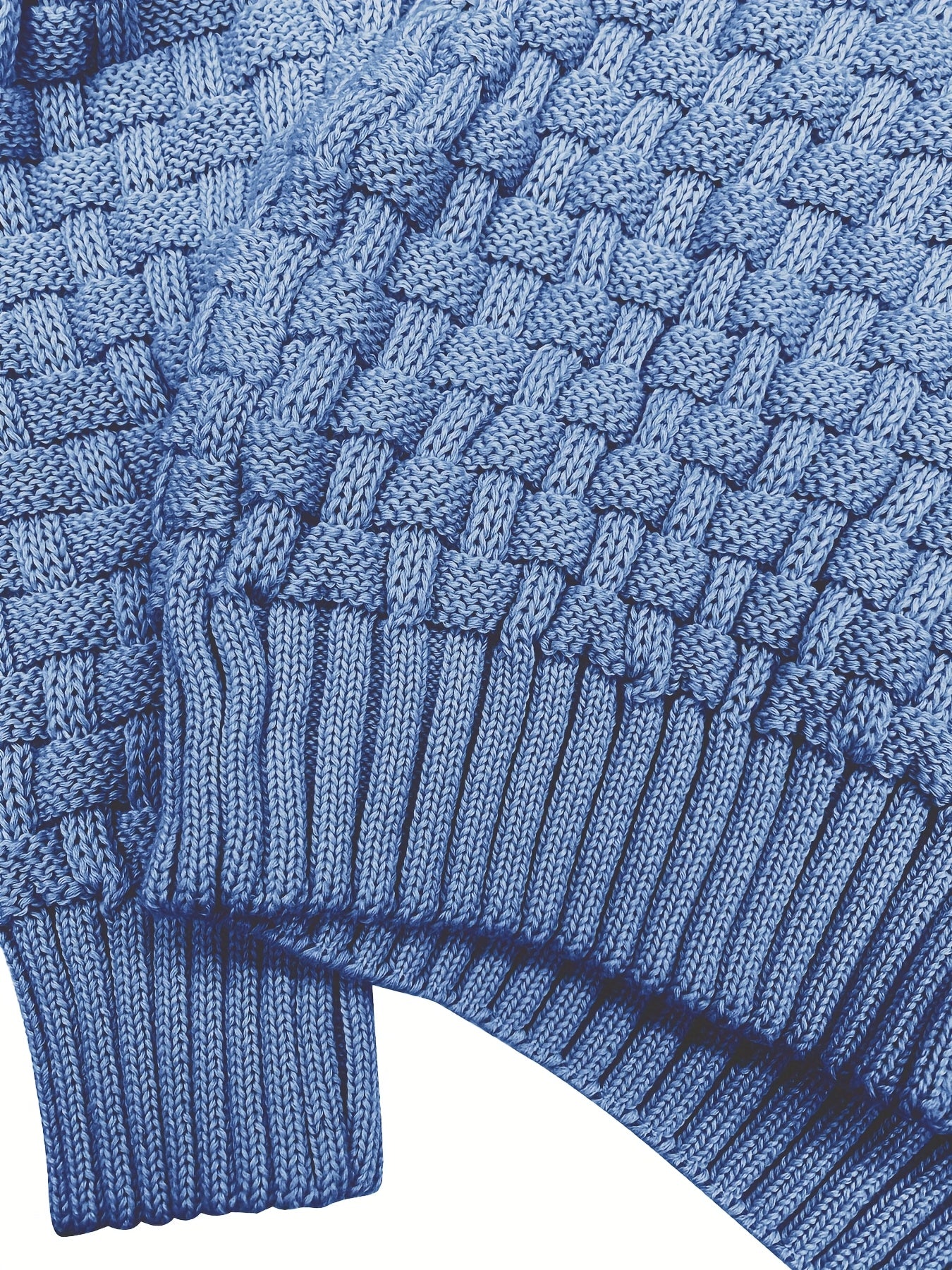 Men’s Waffle Knit Sweater – High Stretch Pullover with Lapel Collar