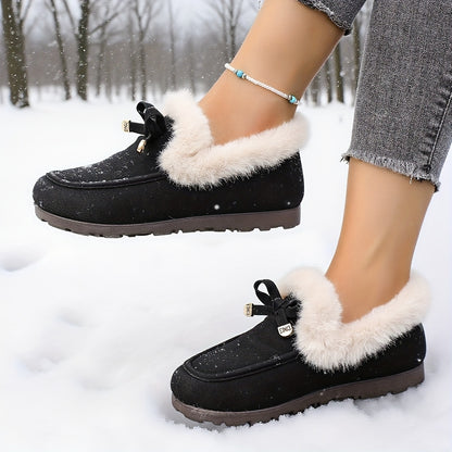 Mocasines de mujer con forro polar – Zapatos de invierno cálidos sin cordones
