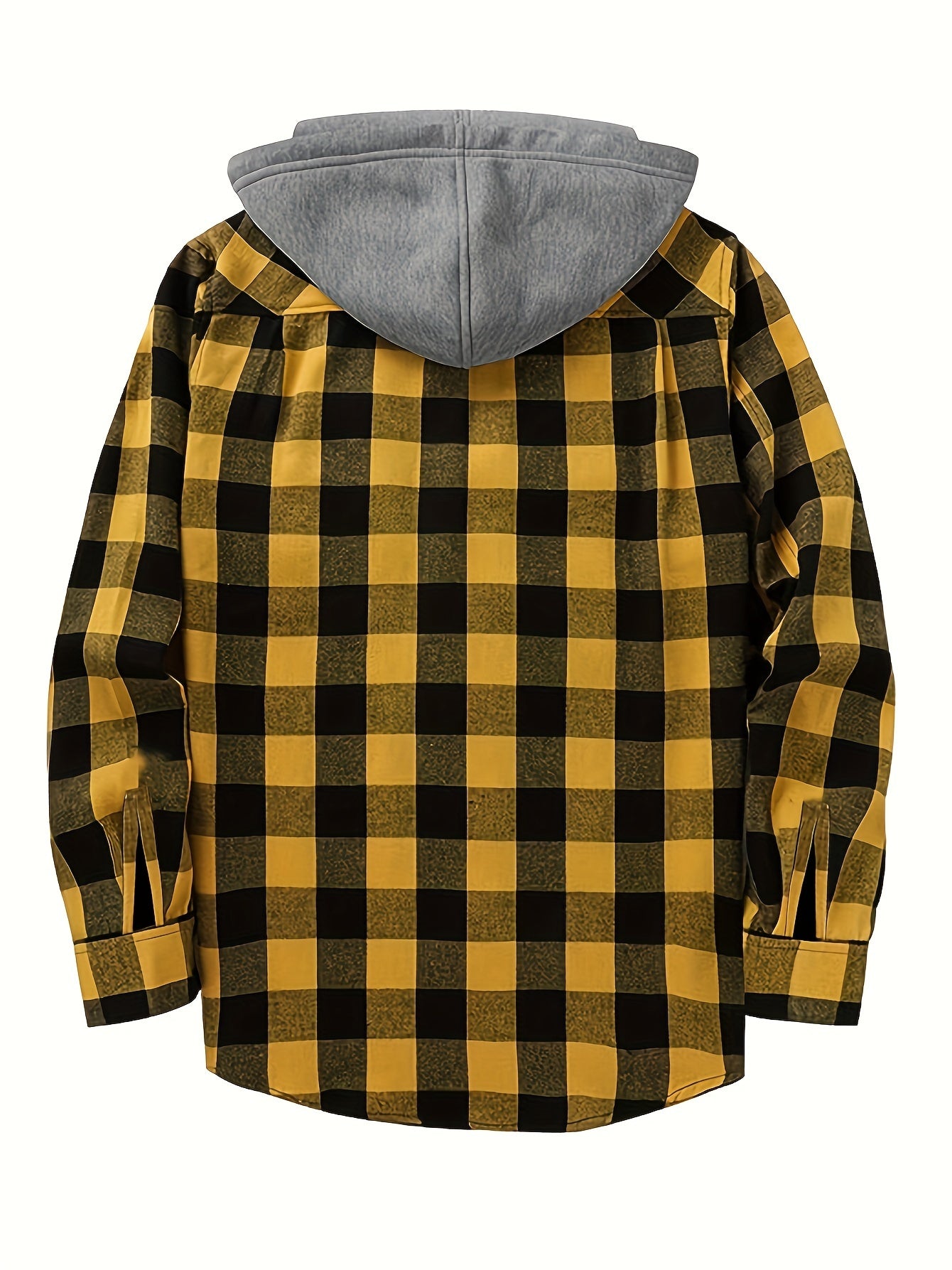 2-Piece Men’s Plaid Hooded Shirts – Button-Up Sweater Jacket Set