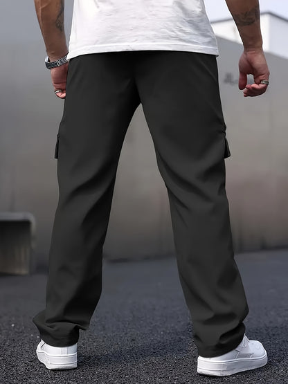 Men’s Cargo Pants – Loose Straight-Leg Multi-Pocket Street Trousers