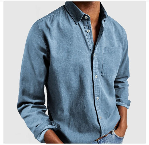 Chemise boutonnée à manches longues pour homme – Cardigan décontracté en mélange de coton