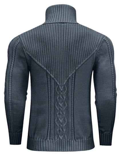 Suéter de cuello alto trenzado vintage para hombre – Jersey de punto clásico