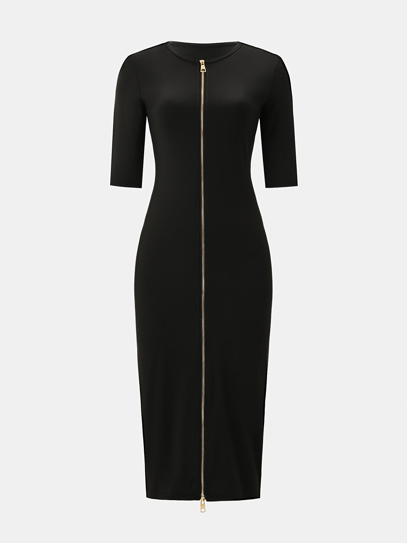 Boat Neck Bodycon Midi Dress – Elegant Slim Fit Short Sleeve Dress