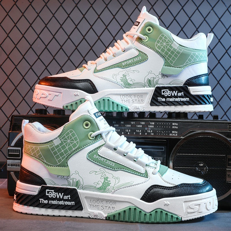 Loom & Soul™ Men’s Casual High-Top Board Shoes – Easy-Wear Lace-Up Sneakers with Mesh Lining & Rubber Sole