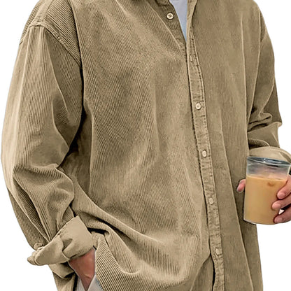 Veste-chemise en velours côtelé pour homme – Manteau décontracté coupe ample pour l'automne