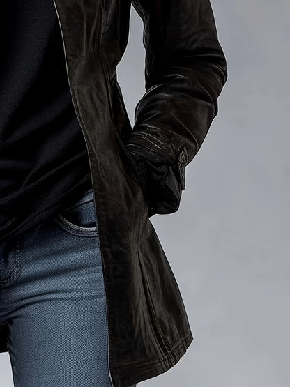 Women’s PU Motorcycle Jacket – Vintage Stand Collar Retro Zip Coat