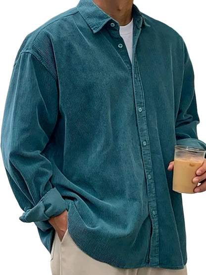 Veste-chemise en velours côtelé pour homme – Manteau décontracté coupe ample pour l'automne