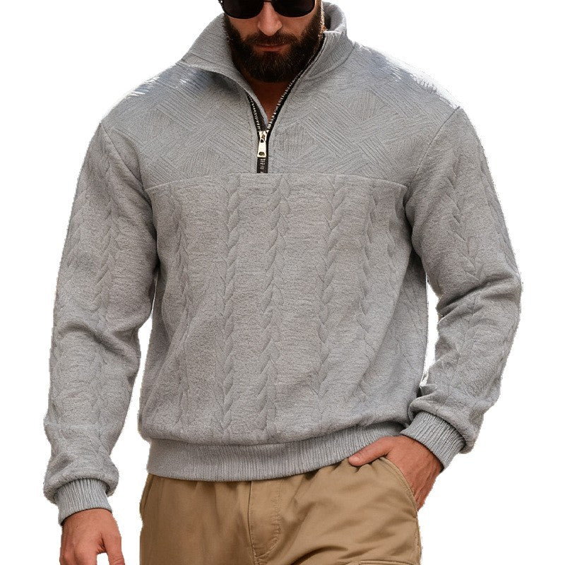 Sudadera con capucha y cremallera para hombre – Sudadera informal de corte holgado con cuello alto