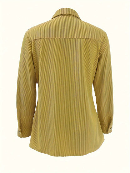 Women’s Mustard Corduroy Jacket – Elegant Button-Up with Pockets