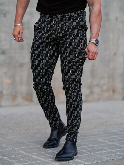 Men’s Slim-Fit Plaid Suit Pants – Tailored Stretch Dress Trousers