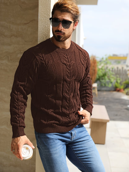 Men’s Striped Knit Sweater – Soft Crewneck Ribbed Trim Pullover