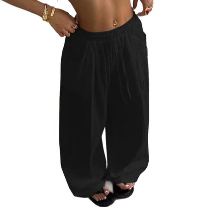 Women’s Flowy Drawstring Pants – High Waist Wide-Leg Fit