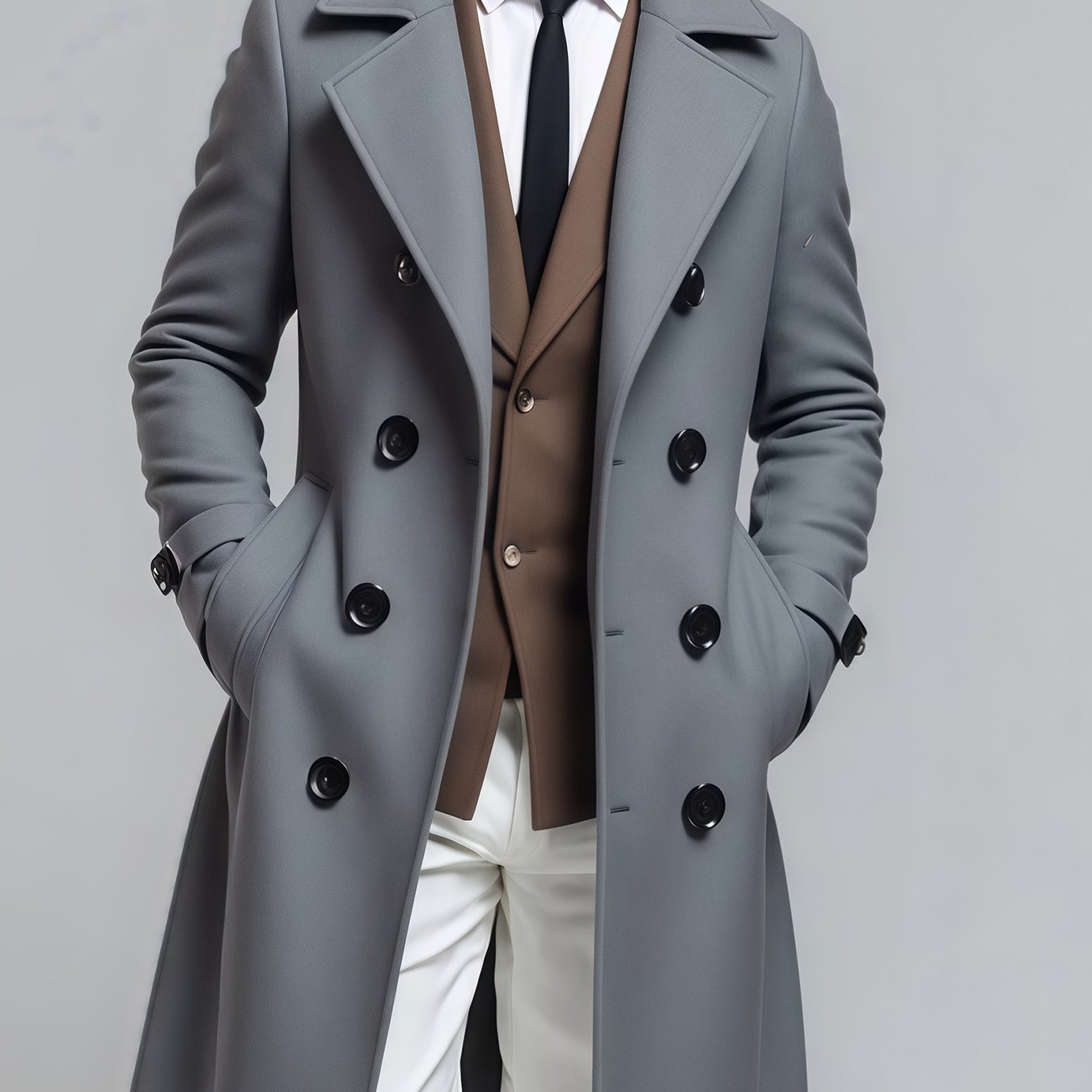Veste mi-longue 3-en-1 pour homme – Manteau croisé