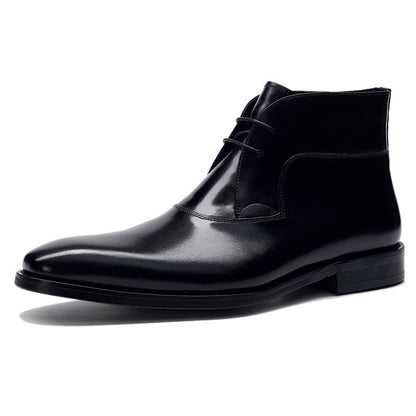 Loom & Soul™ Men’s Genuine Leather Martin Boots – Cowhide Trend Boots with Non-Slip Thick Heel & Breathable Comfort