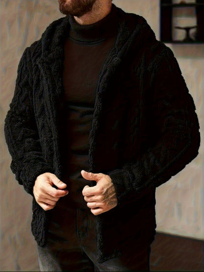 Veste à Capuche Polaire Douillette Homme – Cardigan Boutonné Hiver