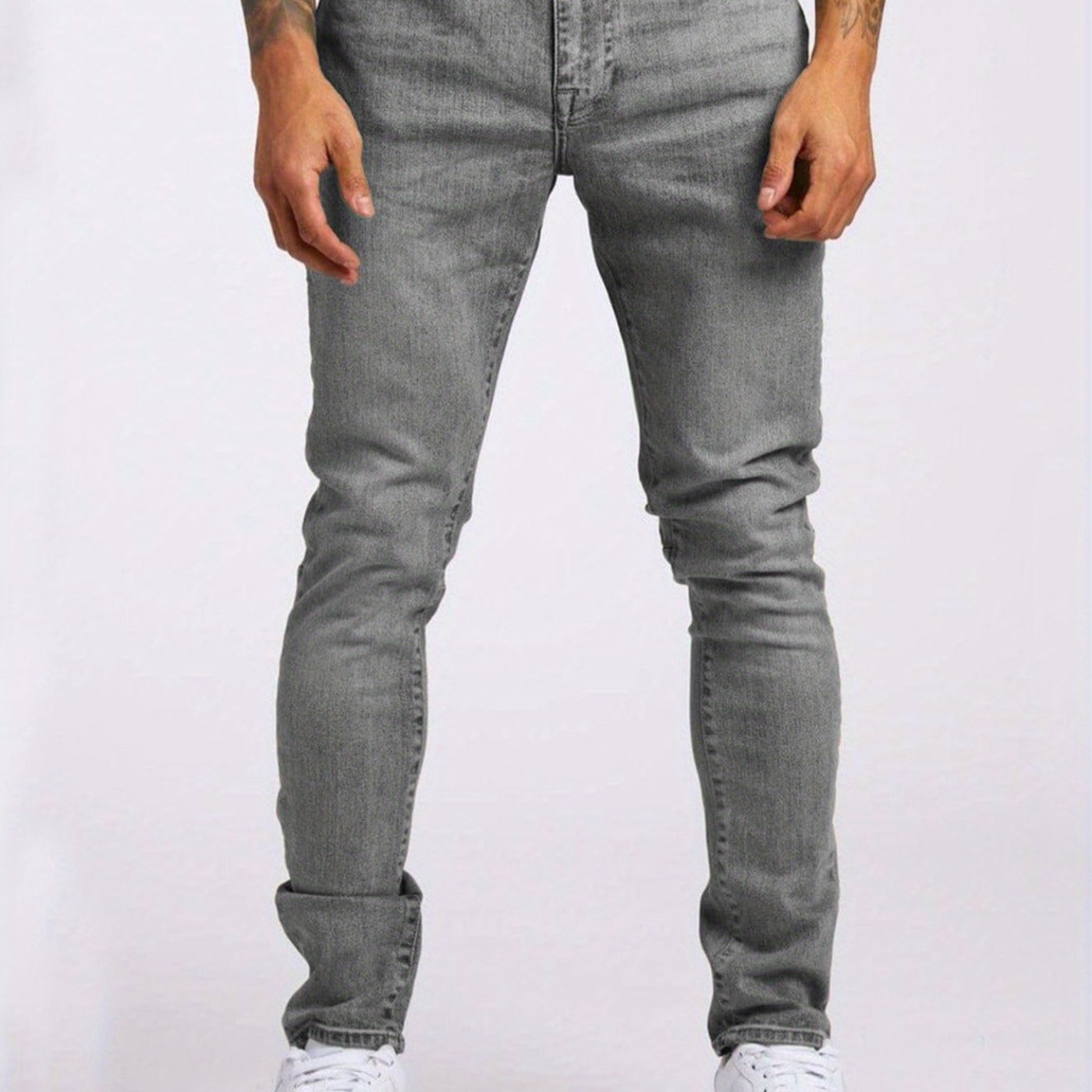 Men’s Gray Slim-Fit Stretch Jeans – Breathable, Modern All-Season Denim