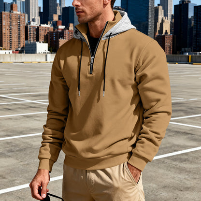 Sudadera con capucha de cuello alto para hombre – Sudadera informal de lujo para viajeros