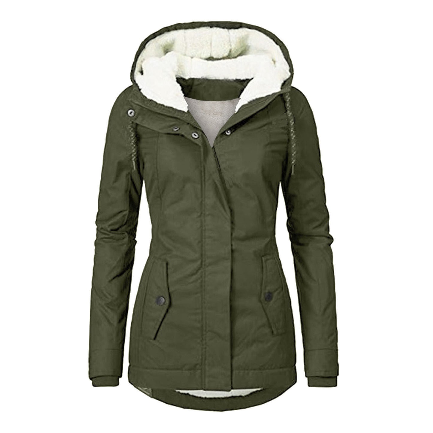 Loom & Soul™ Cozy Fleece Hooded Jacket – Women’s Warm Zip-Up Winter Coat with Pockets & Faux Fur Lining
