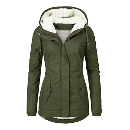 Loom & Soul™ Cozy Fleece Hooded Jacket – Women’s Warm Zip-Up Winter Coat with Pockets & Faux Fur Lining