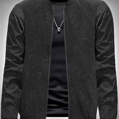 Men’s Printed Baseball Jacket – Zip-Up Casual Lightweight Street Coat