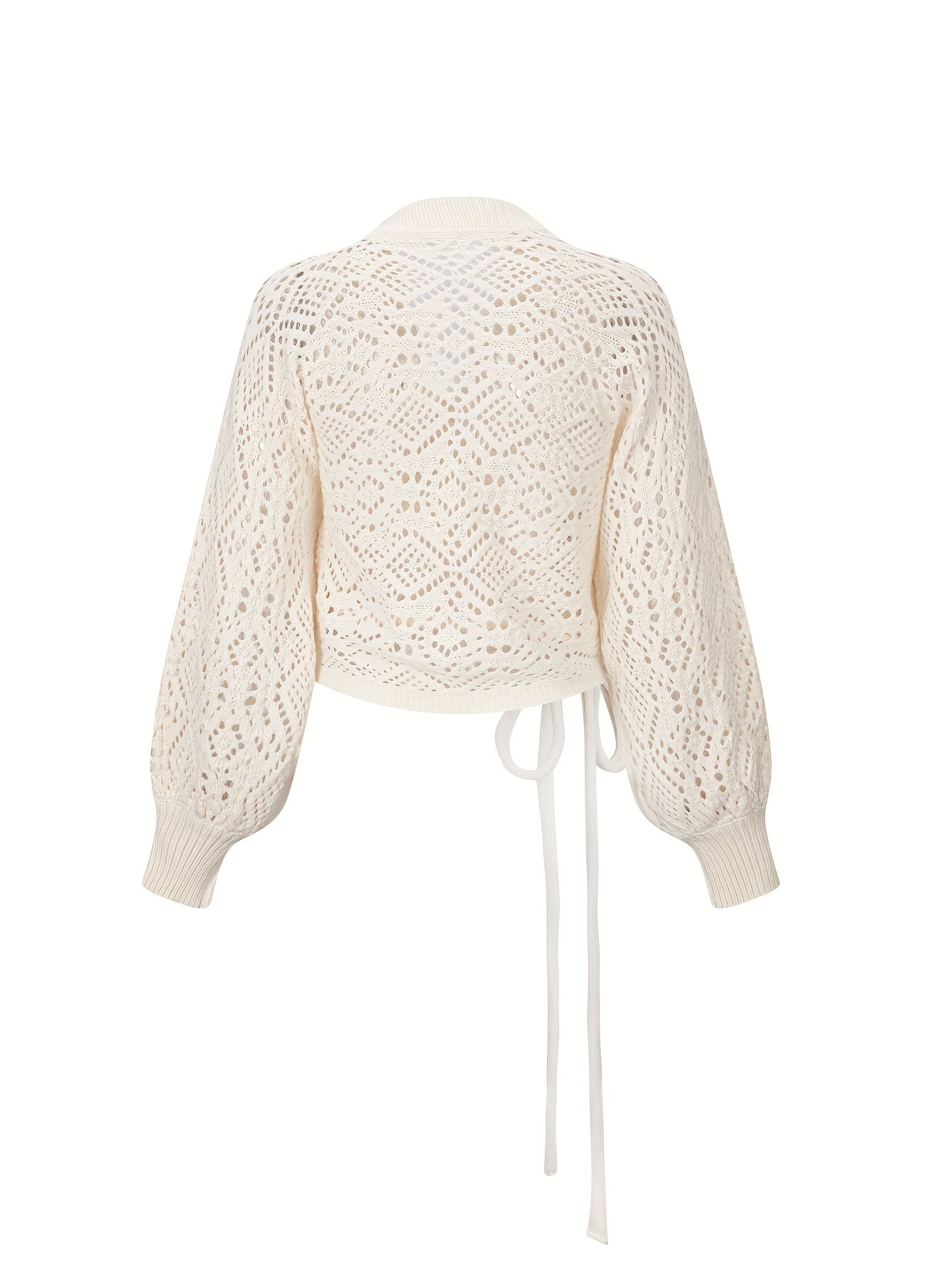 Elegant V-Neck Lantern Sleeve Sweater – Lightweight All-Season Pullover