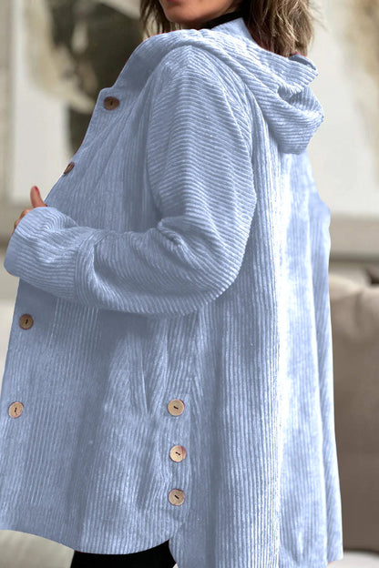 Chaqueta de pana con capucha para mujer – Abrigo cálido informal de longitud media