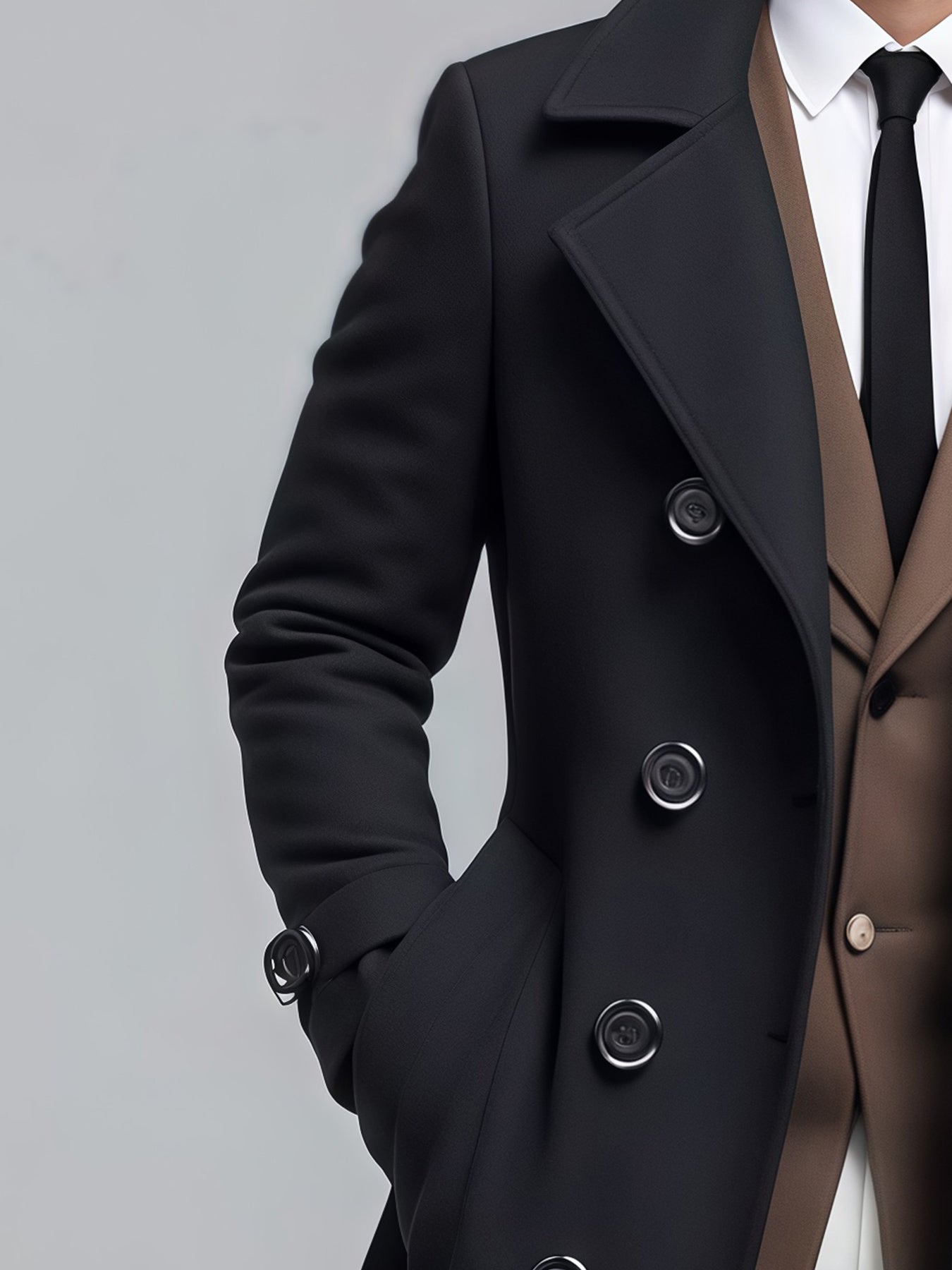 Veste mi-longue 3-en-1 pour homme – Manteau croisé