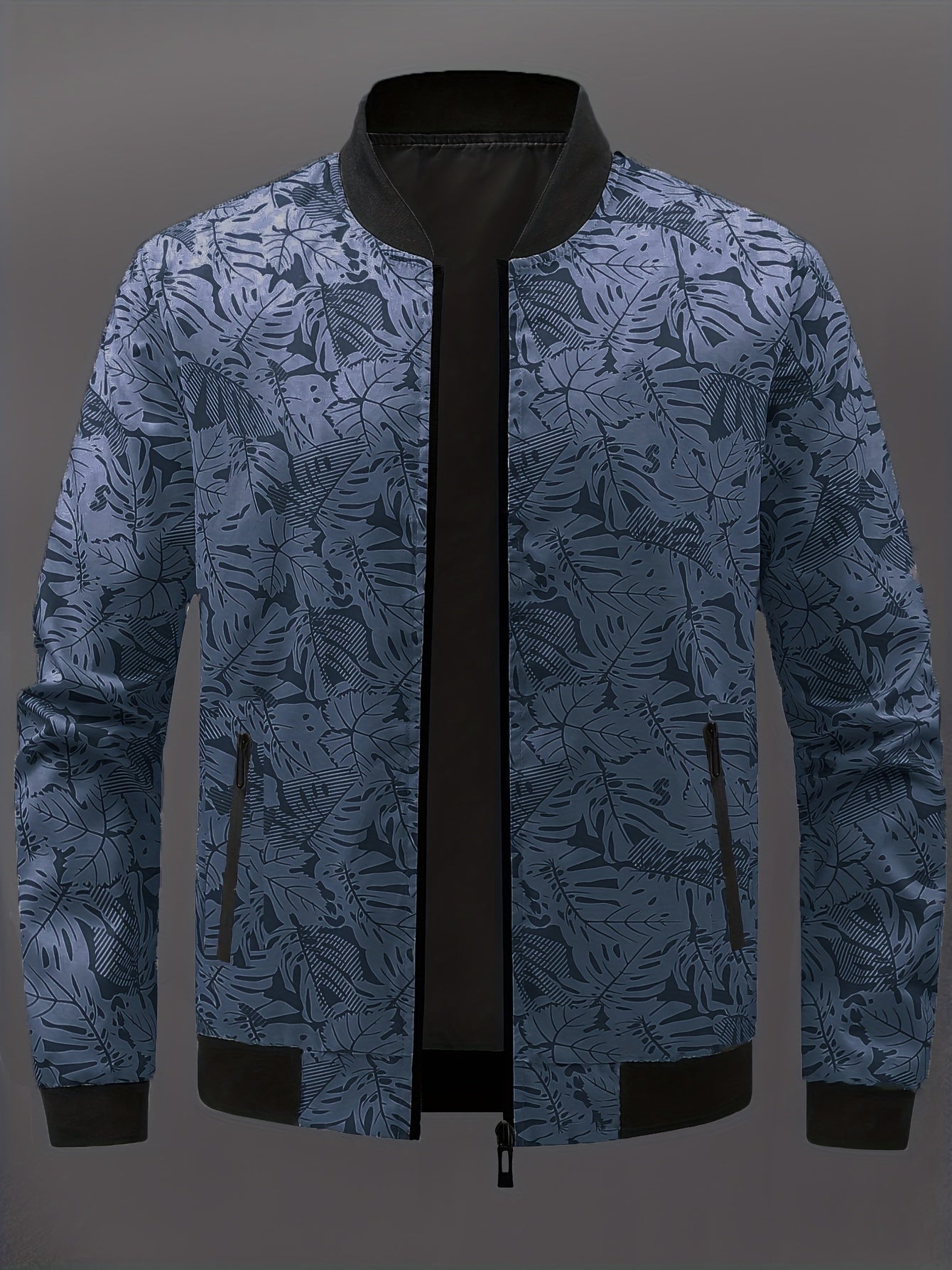 Men’s Printed Baseball Jacket – Zip-Up Casual Lightweight Street Coat
