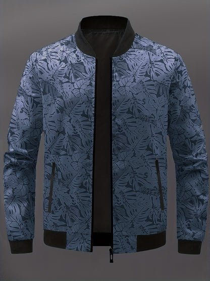Men’s Printed Baseball Jacket – Zip-Up Casual Lightweight Street Coat