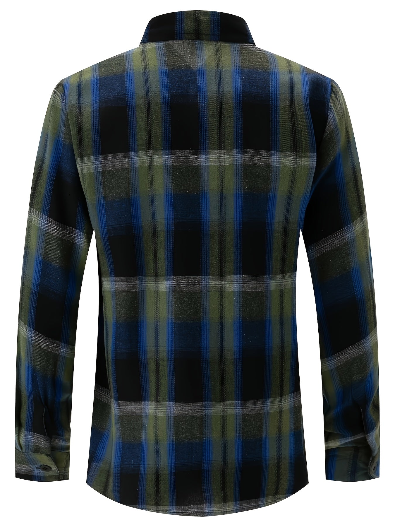 Chemise à carreaux verte et bleue pour homme – Chemise décontractée boutonnée à carreaux