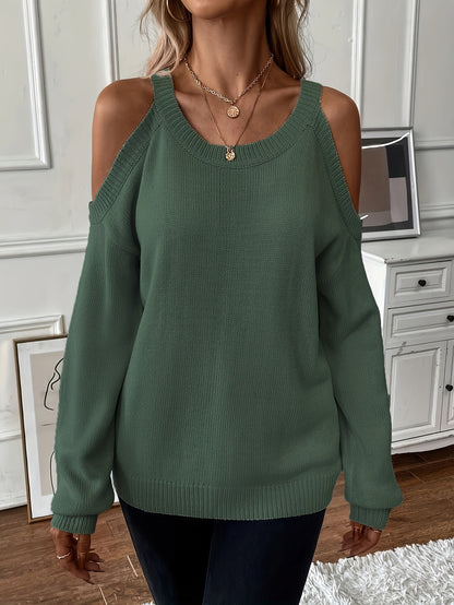 Women’s Elegant Crew Neck Pullover – Soft Knit Fall/Winter Sweater
