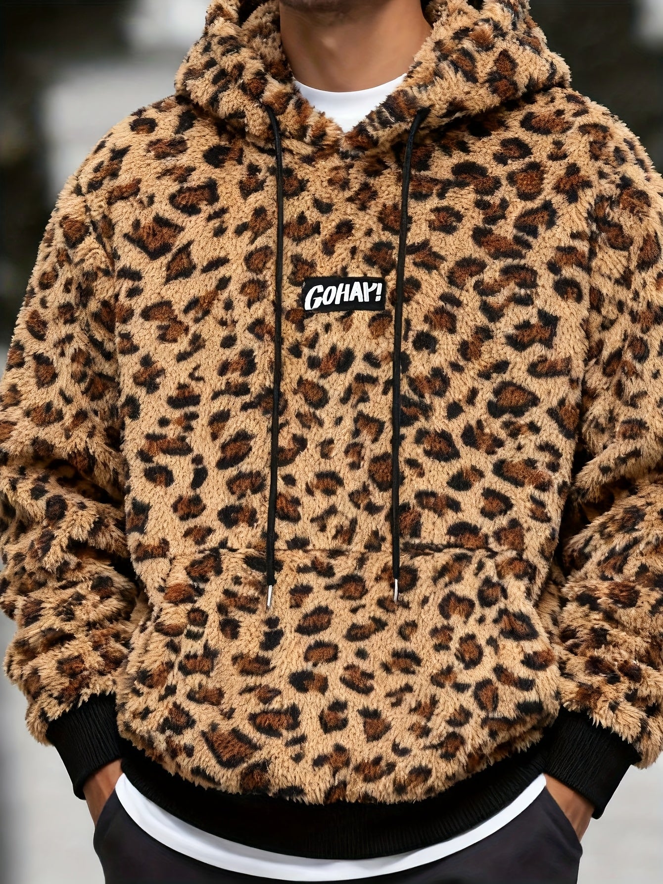 Sudadera con capucha y estampado de leopardo para hombre – Sudadera de felpa para un estilo urbano impactante