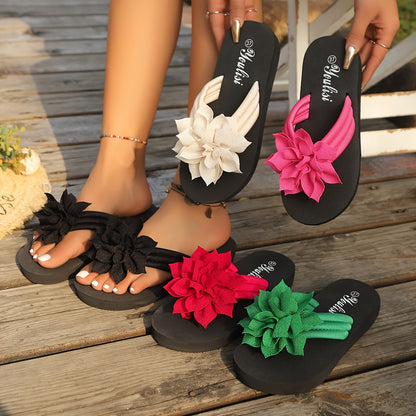 Sandales fleuries à coupe large pour femmes – Tongs plates et décontractées
