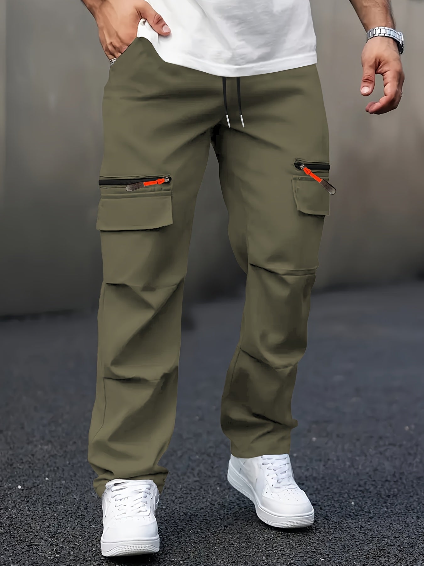 Men’s Cargo Pants – Loose Straight-Leg Multi-Pocket Street Trousers