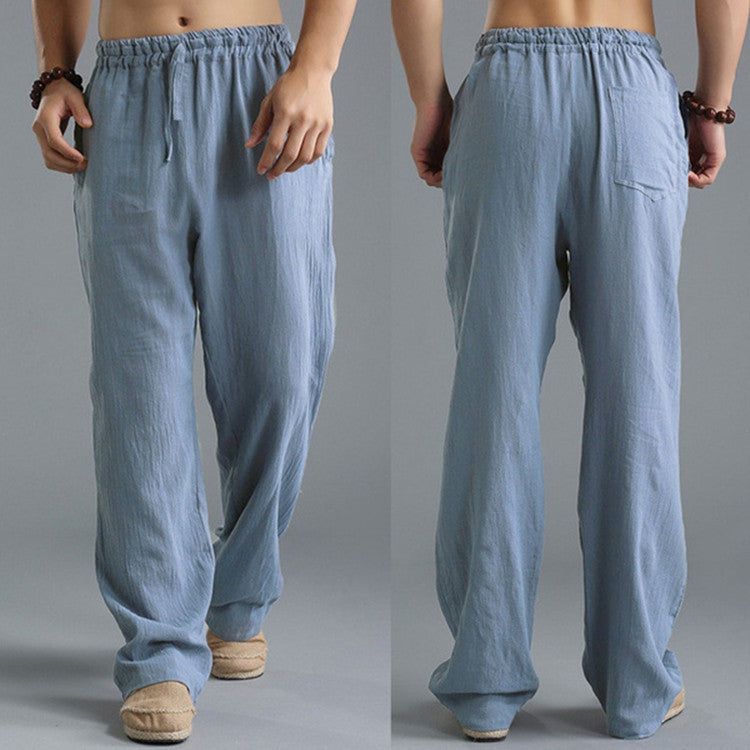 Pantalon en lin respirant pour homme – Pantalon de sport décontracté coupe ample